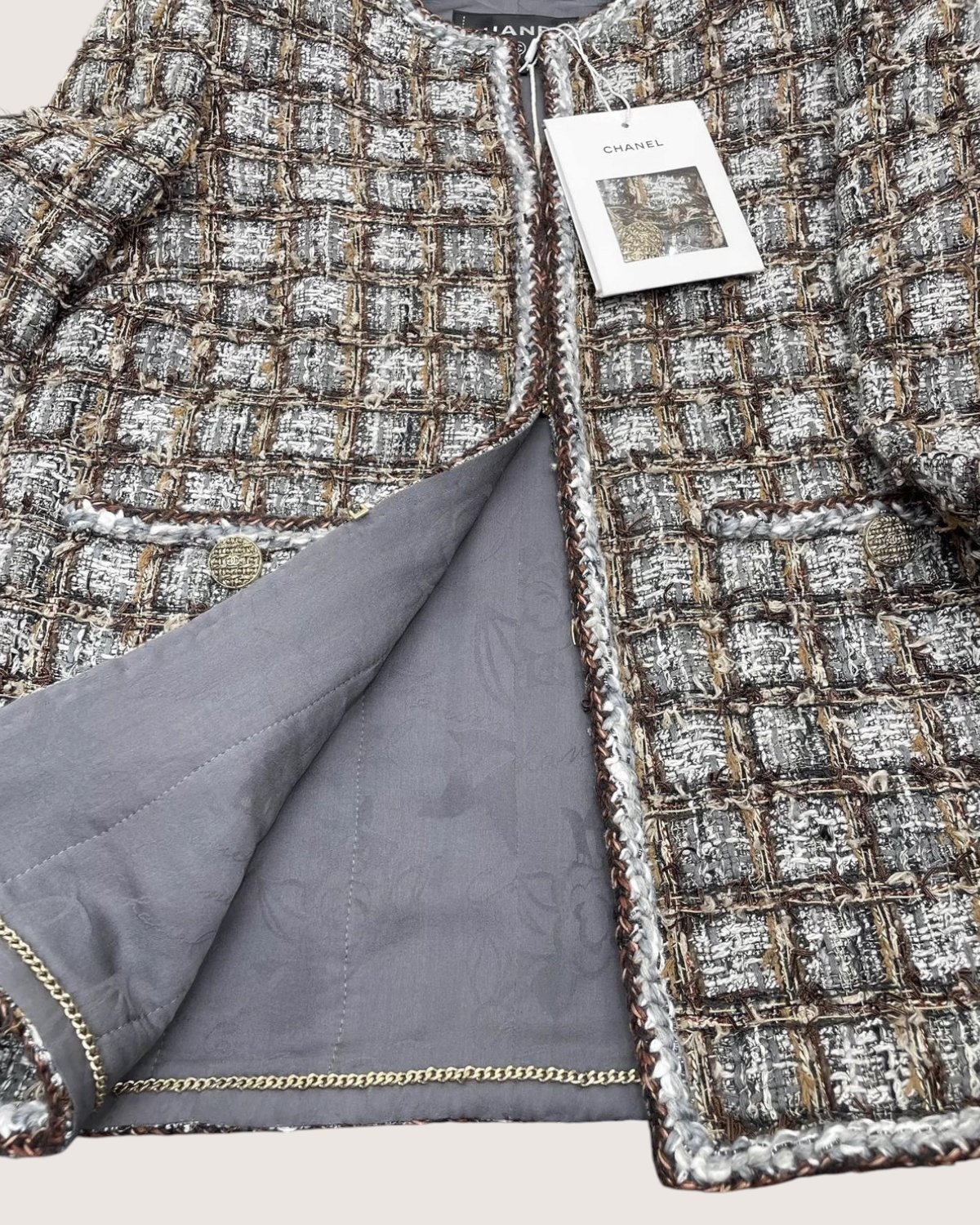 Chanel 18K Checked Tweed Jacket