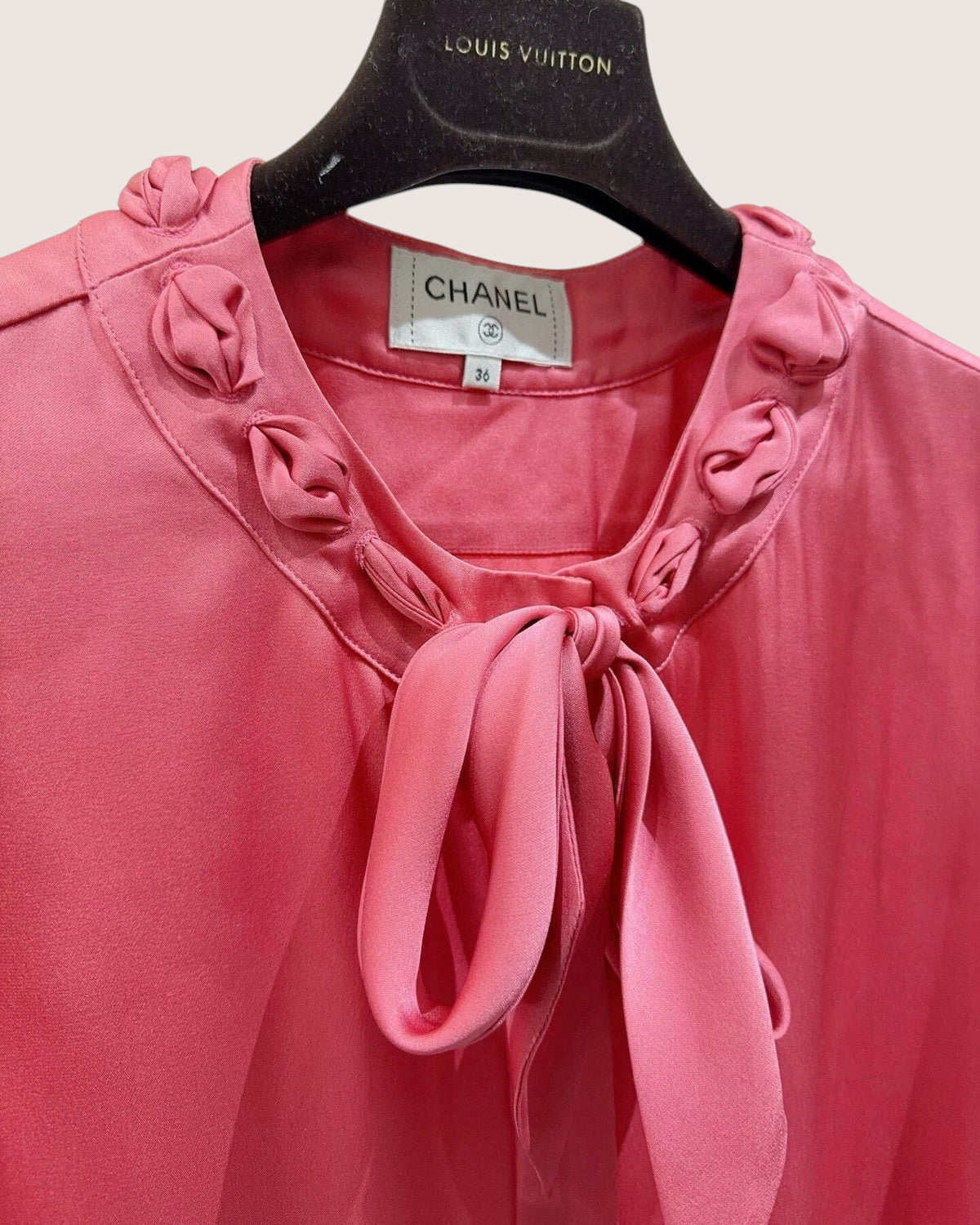 Chanel Silk Tie-Front Top Pink FR 36