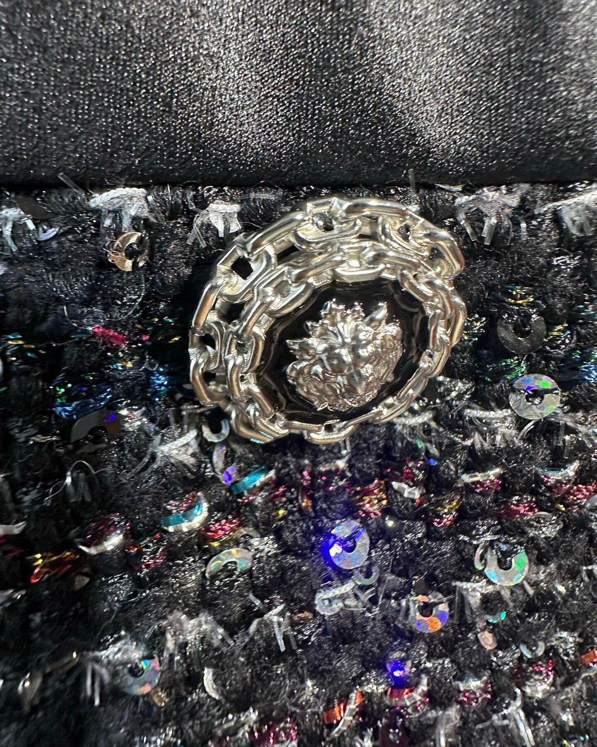 Chanel 20A Sequin Tweed Cropped Jacket Black, Multicolor FR 36
