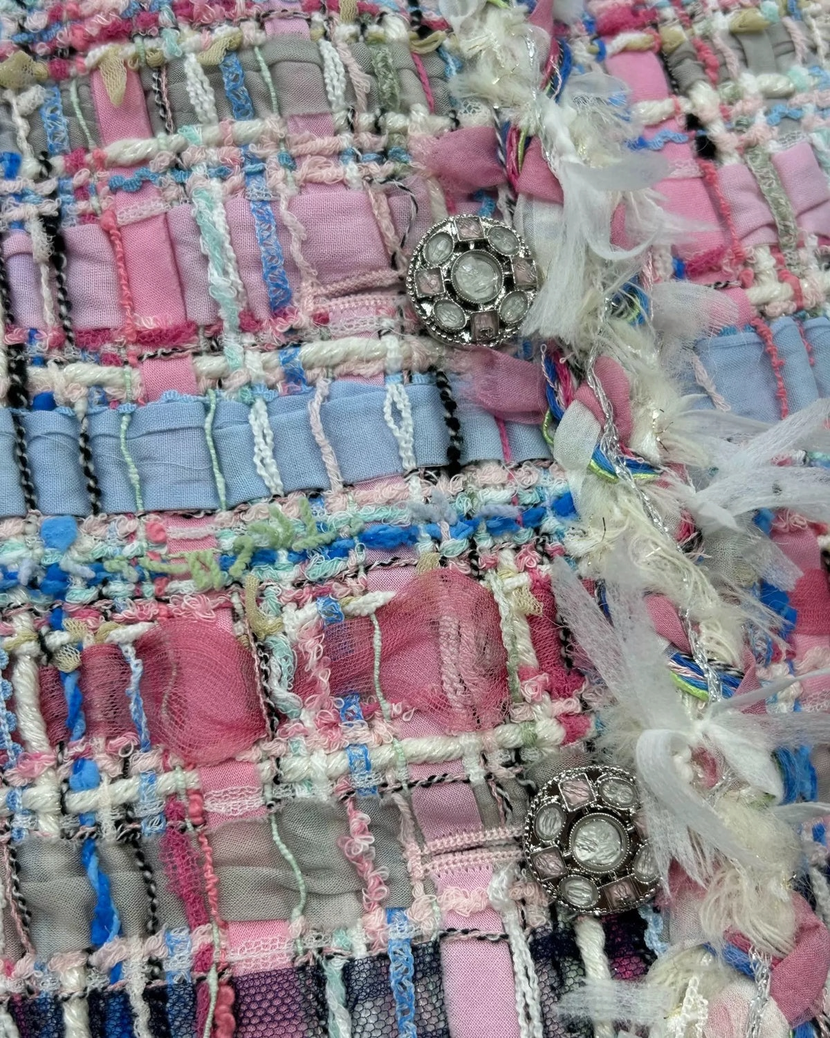 Chanel 25S Wool Fringe Tweed Vest Pink, Blue, Multicolor FR 40