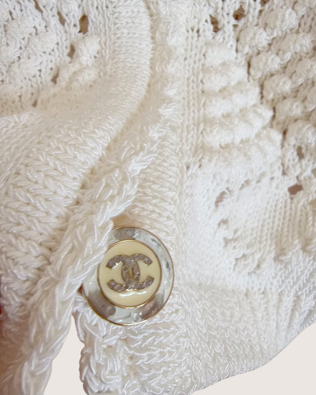 Chanel 24P Openwork Cardigan White, Red FR 36