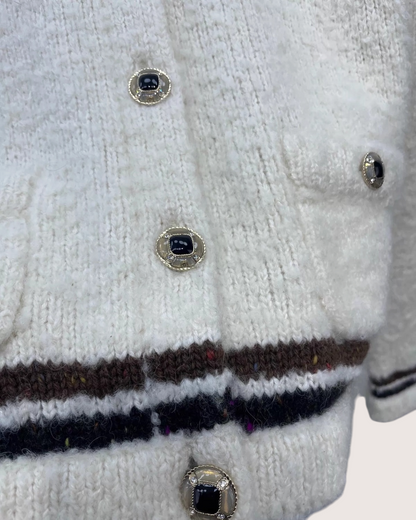 Chanel 25N Cashmere Cardigan White FR 38
