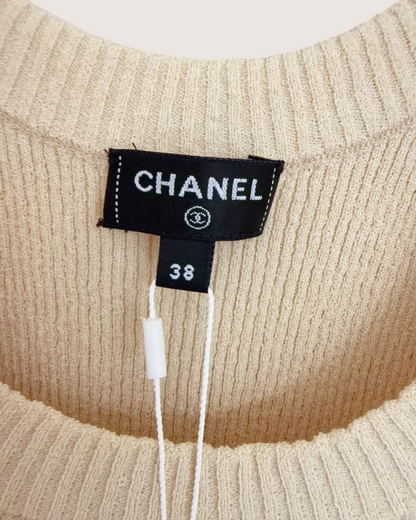 Chanel 26M Coco Beach Wave-Stripe Tank Top Beige/Ecru, Red FR 38