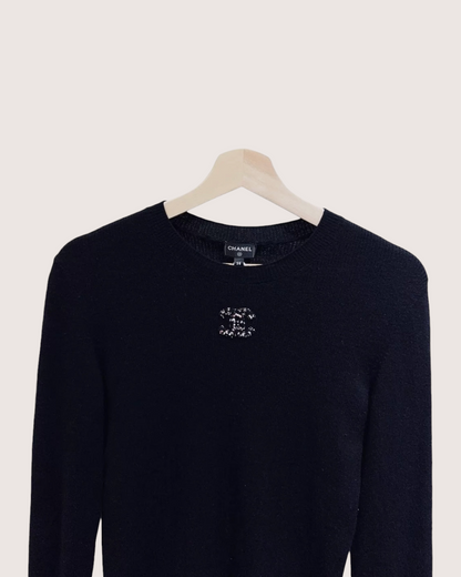 Chanel 22K CC Sweater Black FR 38