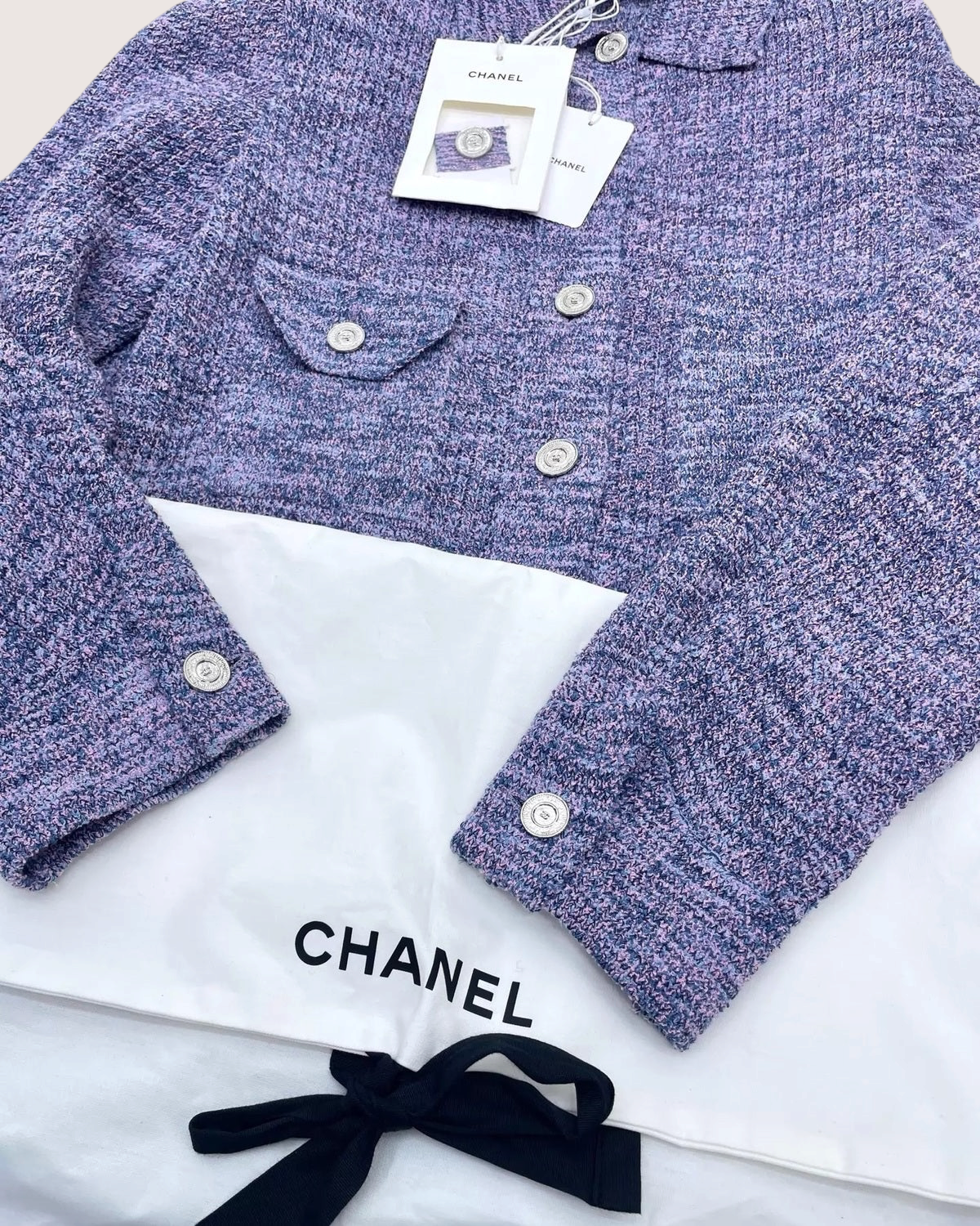 Chanel 25P Tweed Jacket Purple FR 36