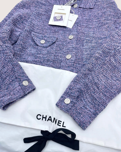Chanel 25P Tweed Jacket Purple FR 36