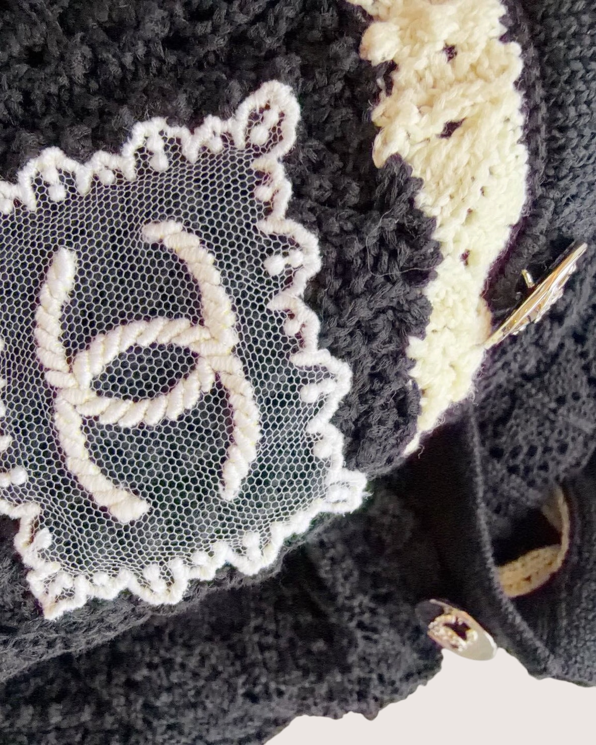 Chanel 24P Openwork Cardigan Black, Beige/Ecru FR 38