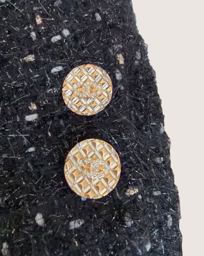 Chanel 22A Shimmer Tweed Jacket Black, Gold FR 36