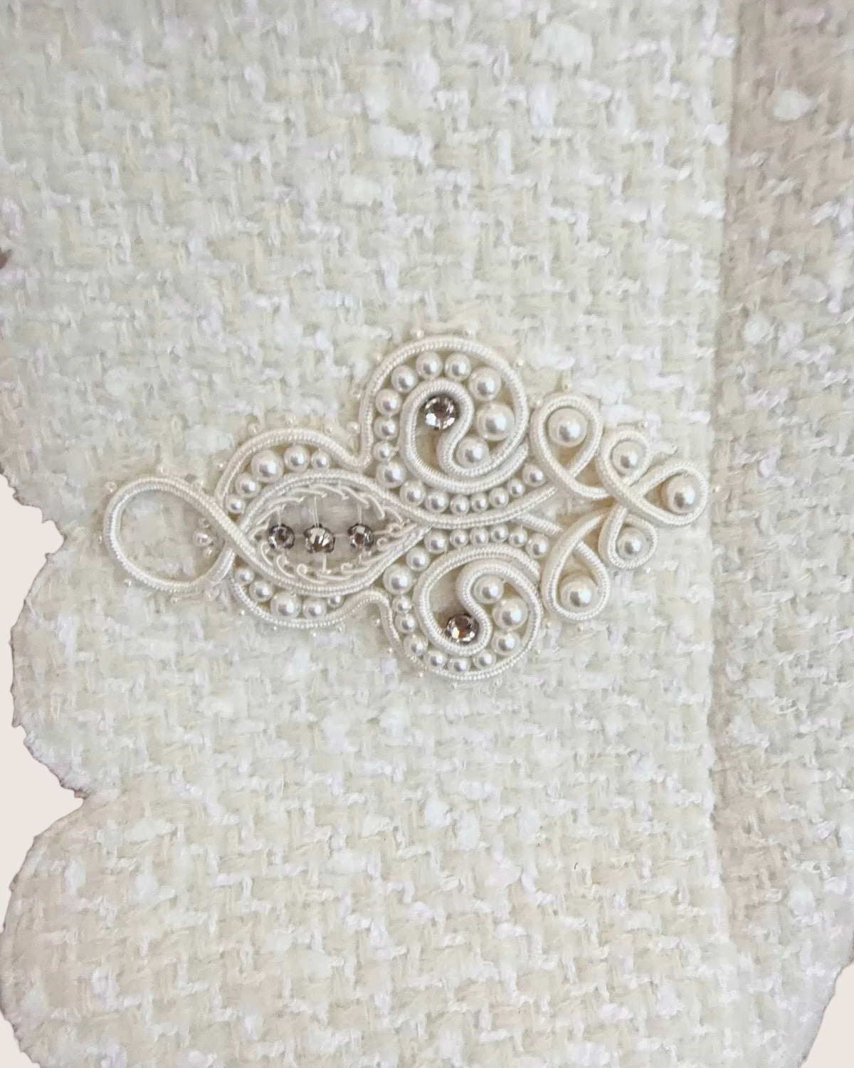 Chanel 20K Embroidered Tweed Jacket White, Beige/Ecru FR 34