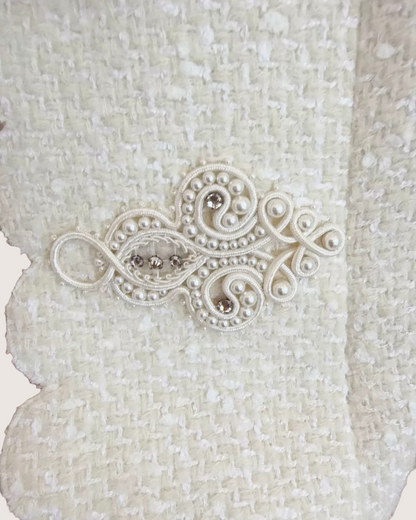 Chanel 20K Embroidered Tweed Jacket White, Beige/Ecru FR 34