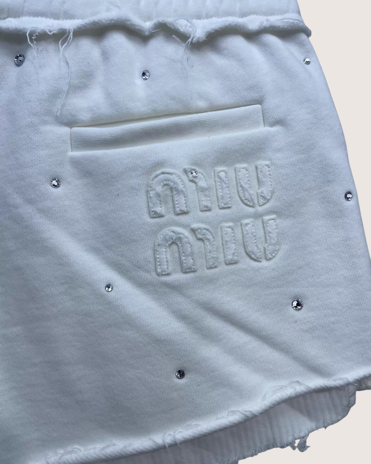 Miu Miu Gem-Embellished Mini Shorts White IT 36