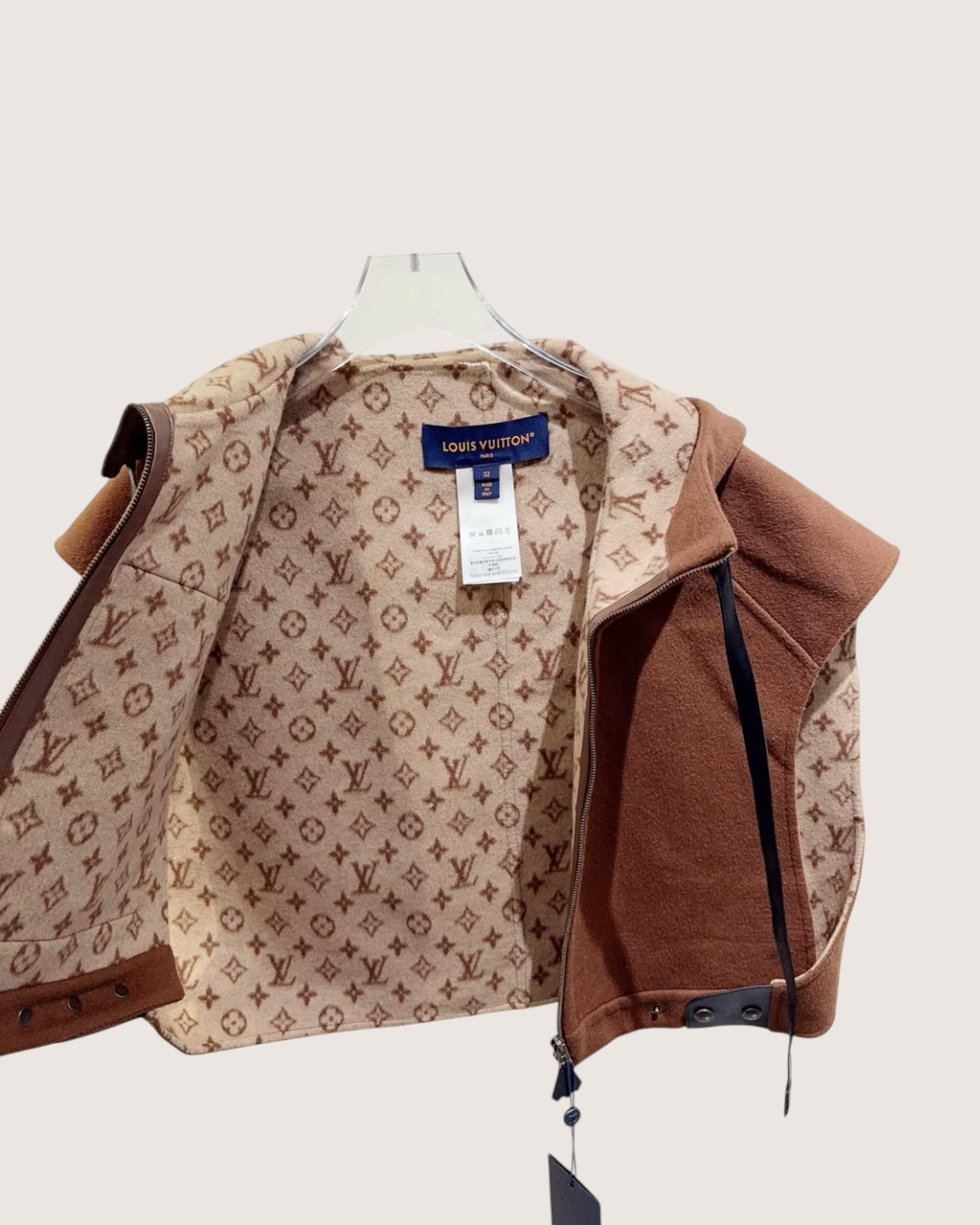 Louis Vuitton Hooded Wool Vest Brown, Beige/Ecru FR 32