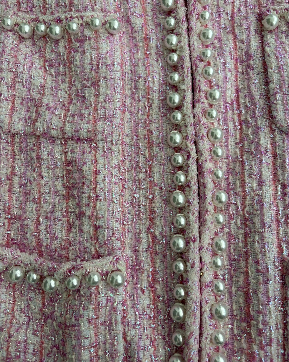 Chanel 25P Pearl Tweed Four-Pocket Jacket Pink, Beige/Ecru, Multicolor FR 38