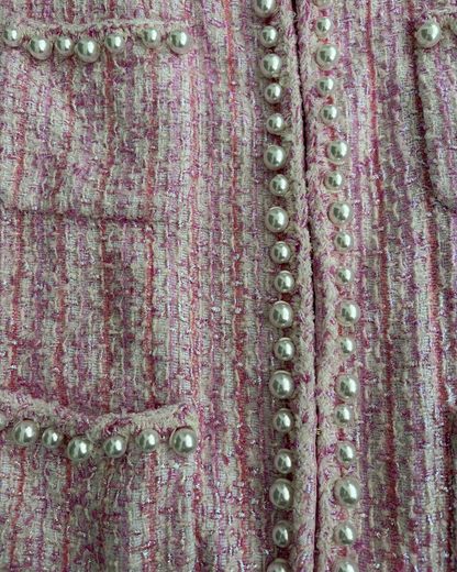 Chanel 25P Pearl Tweed Four-Pocket Jacket Pink, Beige/Ecru, Multicolor FR 38