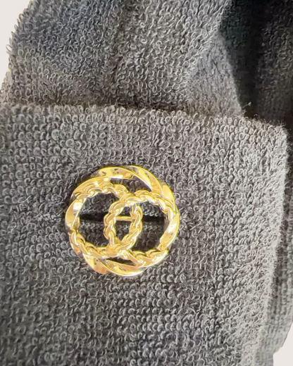Chanel Terry Tie-Front Cardigan Black FR 34