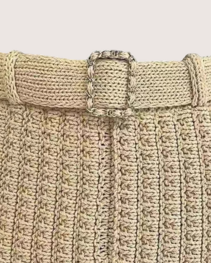 Chanel 25C Crochet Belted Shorts Beige/Ecru FR 34