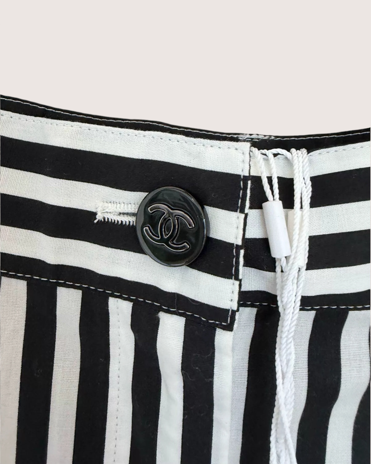 Chanel 25S CC Striped Wide-Leg Trousers Black, White FR 34