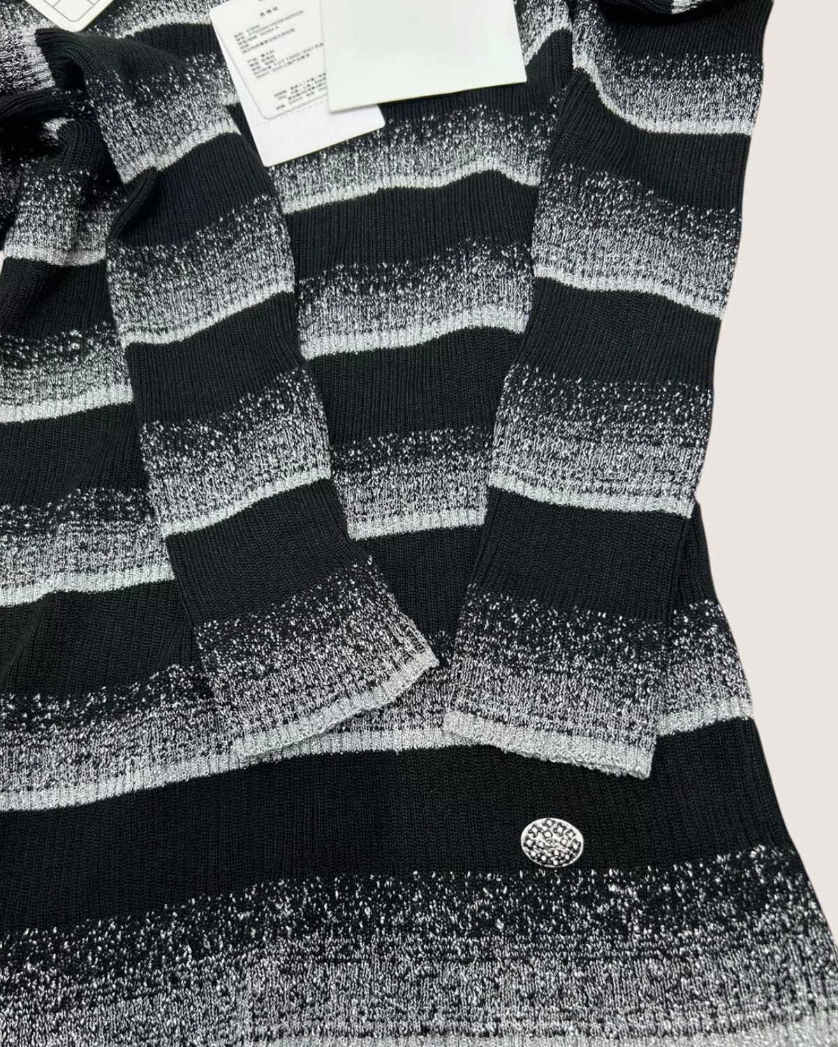 Chanel 23K Striped Turtleneck Sweater Black, Grey FR 36
