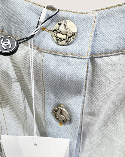 Chanel 18C Denim Mid-Length Dress Blue FR 34