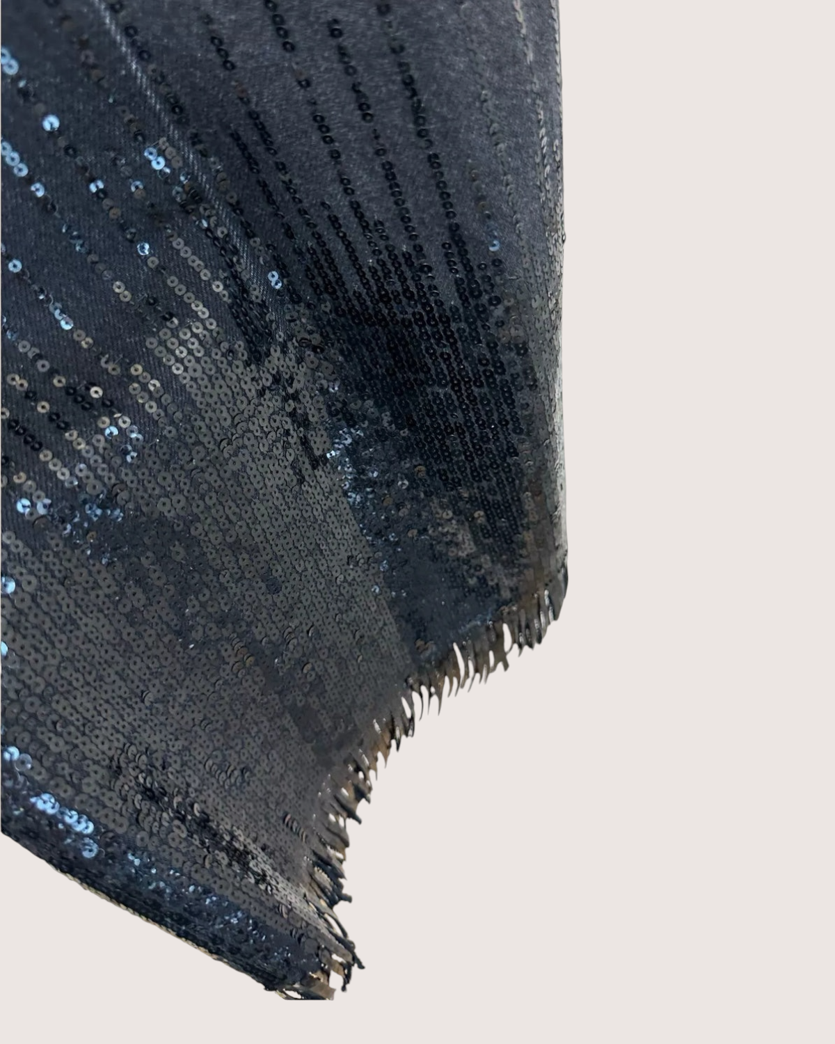 Chanel 24B Sequined Fringe Wide-Leg Denim Jeans Black FR 40