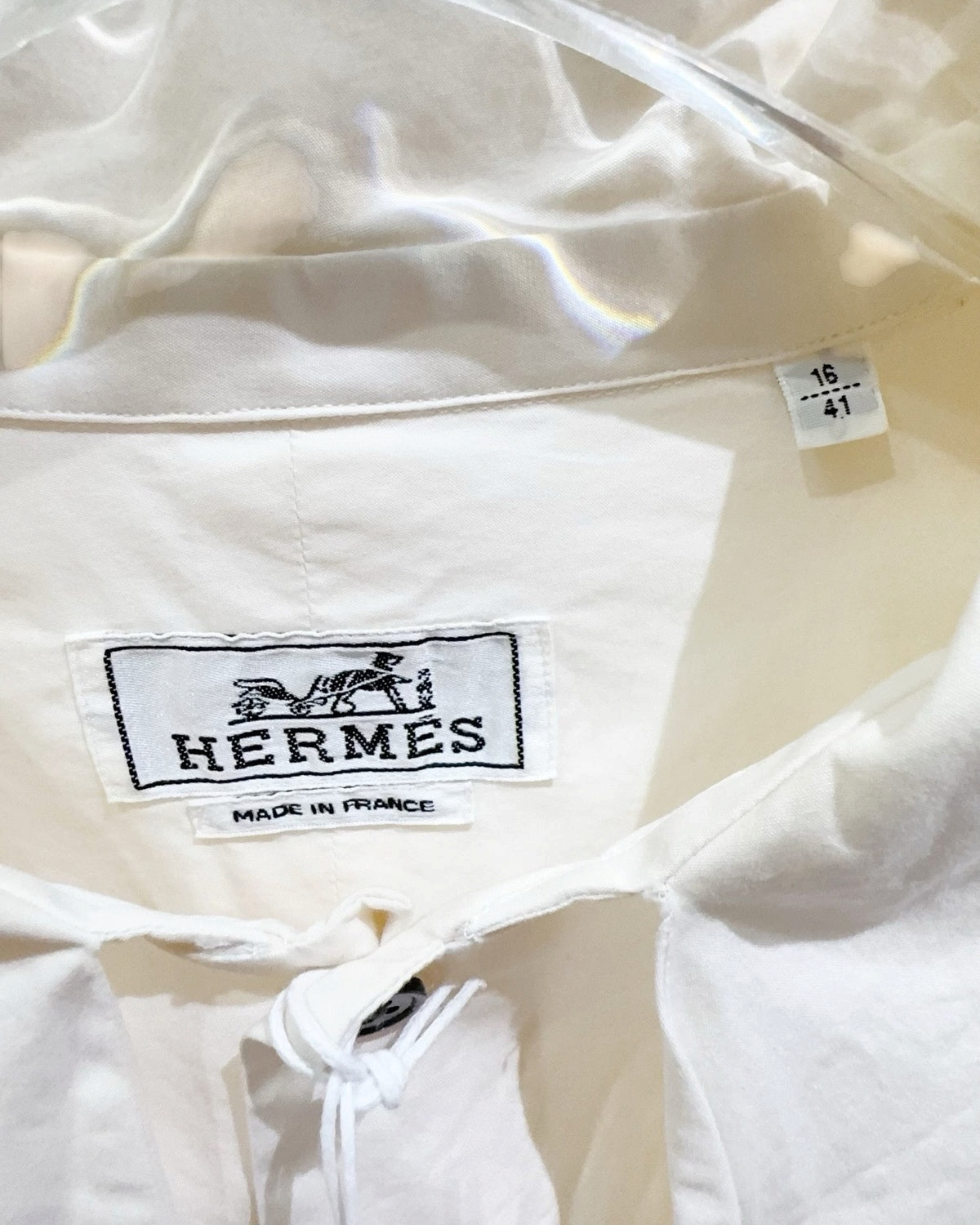 Hermès Cotton Pointed-Collar Shirt Beige/Ecru