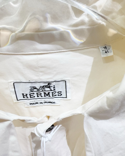 Hermès Cotton Pointed-Collar Shirt Beige/Ecru