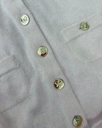 Chanel 25B Cashmere Tie Cardigan Pink FR 36