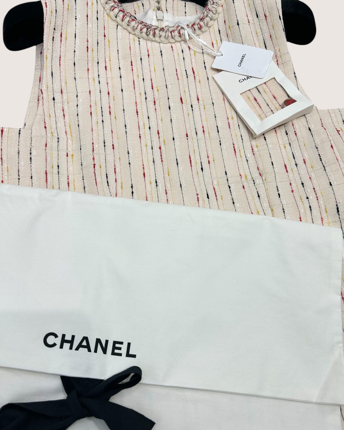Chanel 26B Tweed Mini Dress Beige/Ecru, Multicolor FR 36