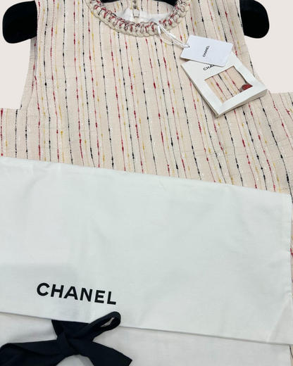 Chanel 26B Tweed Mini Dress Beige/Ecru, Multicolor FR 36