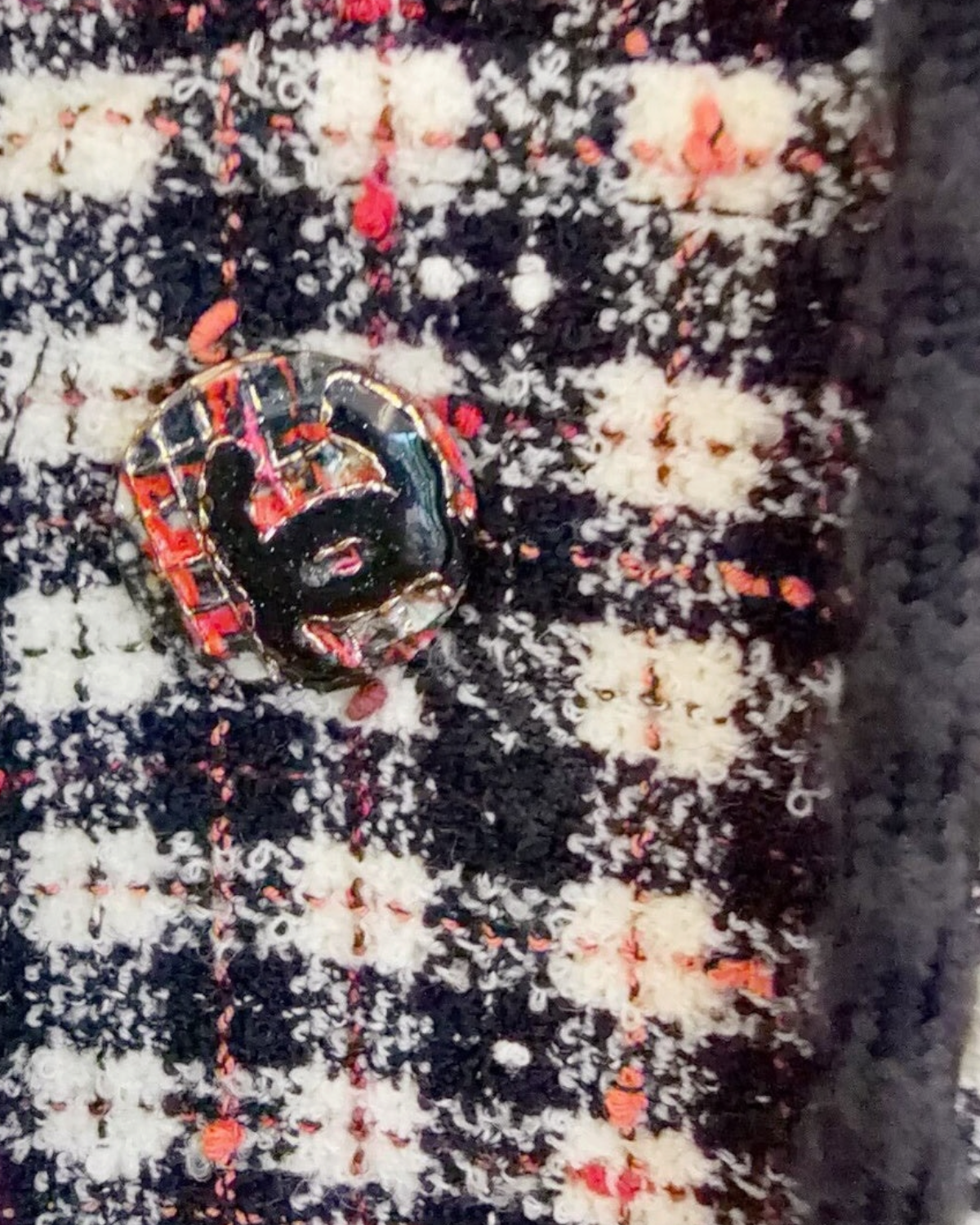 Chanel 24B Tweed Jacket Black, White, Pink FR 36