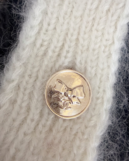 Chanel 25B Wool Cable Cardigan Black, Beige/Ecru FR 34