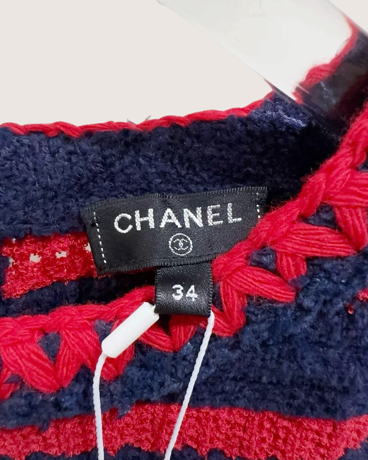 Chanel 21C Striped Crop Top Navy, Red FR 34