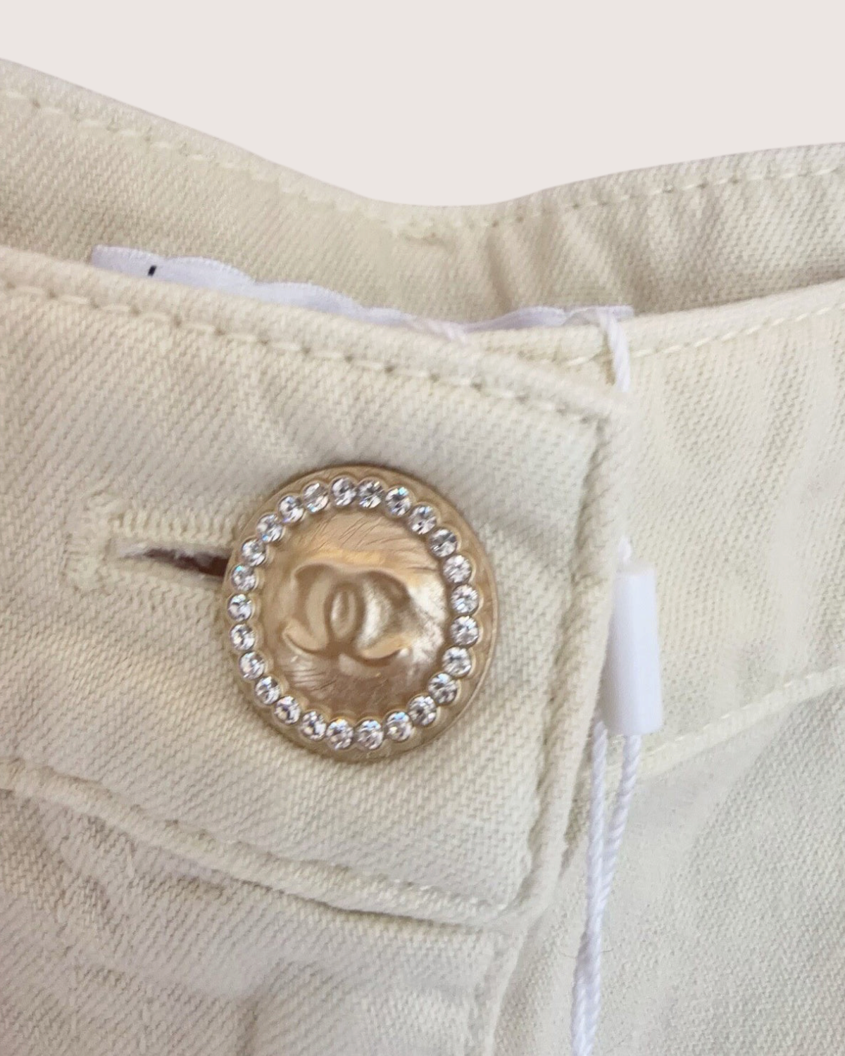Chanel 26C Denim Wide-Leg Jeans Beige/Ecru FR 36