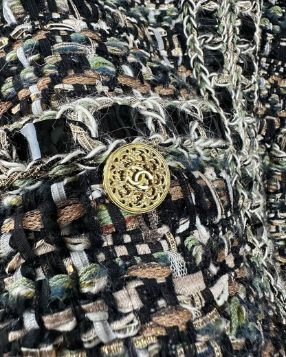 Chanel 16A Tweed Four-Pocket Jacket Black, Green, Multicolor FR 36