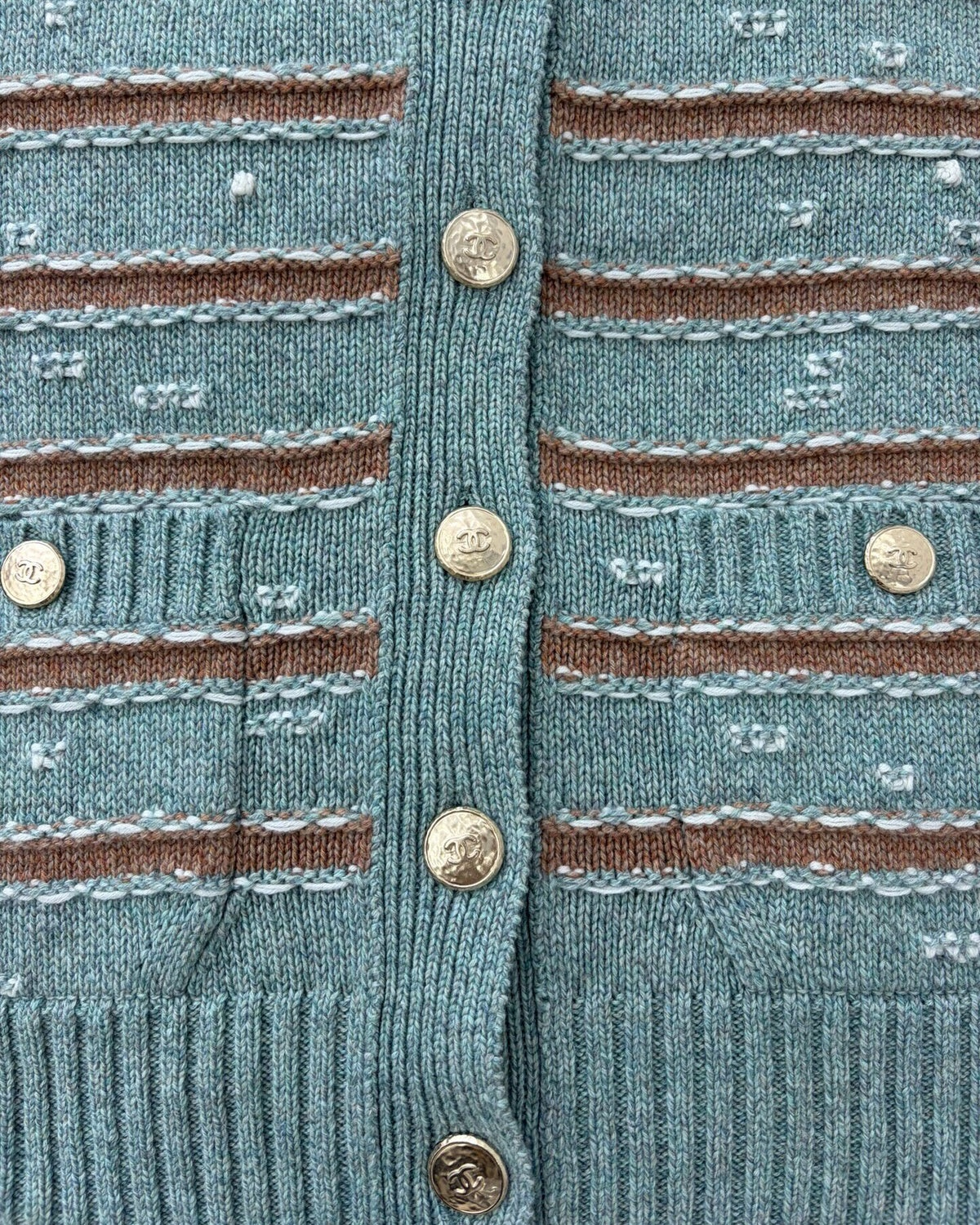 Chanel 24K Striped Knit Vest Green, Brown, White FR 34