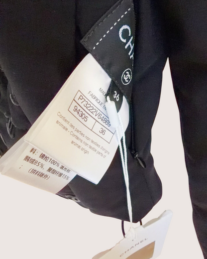 Chanel 22N Coco Neige CC Jacquard Hooded Jacket Black FR 36
