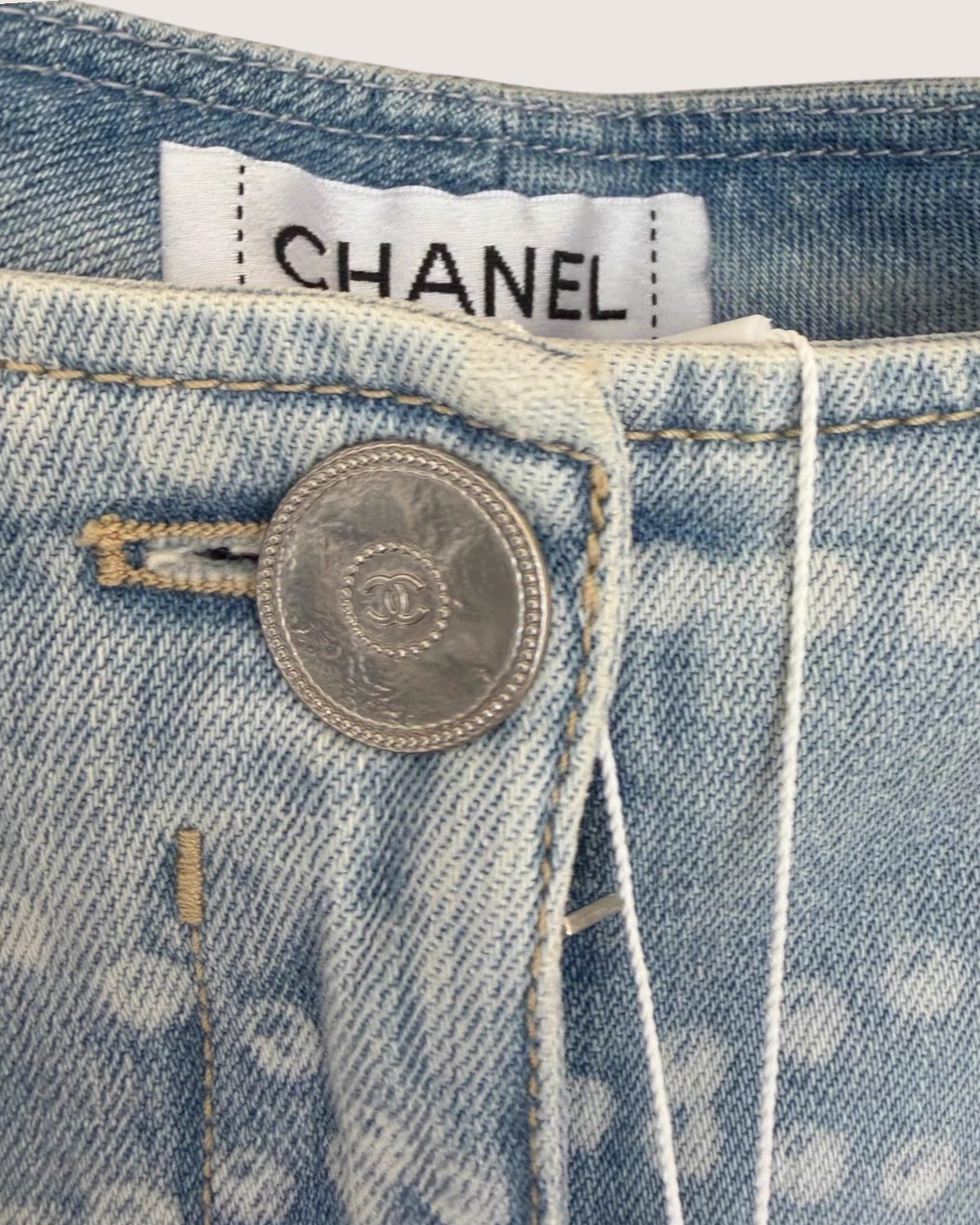 Chanel 25P Pearl Print Denim Jeans