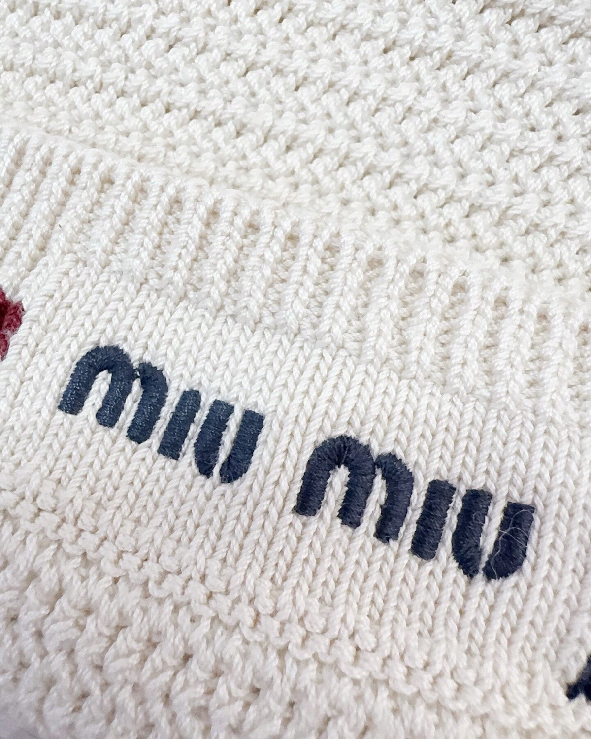 Miu Miu Cropped Logo Top Beige/Ecru, Navy, Burgundy IT 38
