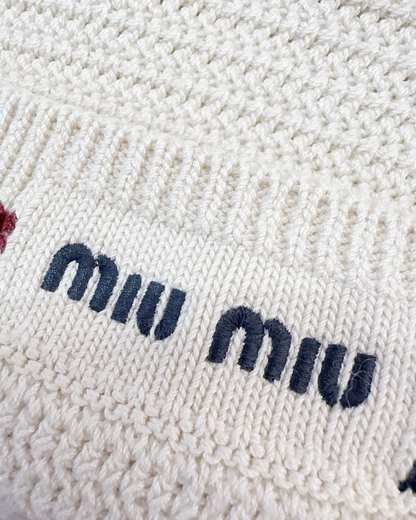Miu Miu Cropped Logo Top Beige/Ecru, Navy, Burgundy IT 38
