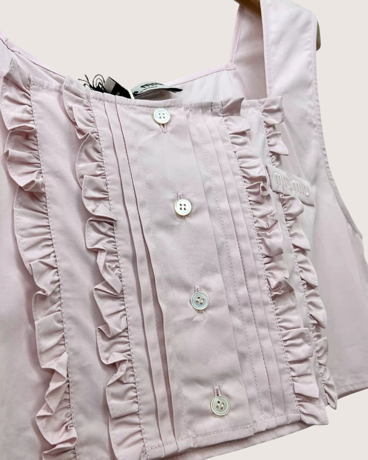 Miu Miu Ruffled Crop Top Pink IT 40