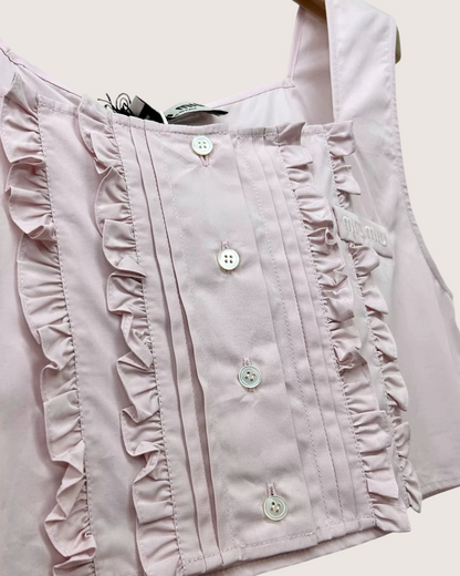 Miu Miu Ruffled Crop Top Pink IT 40