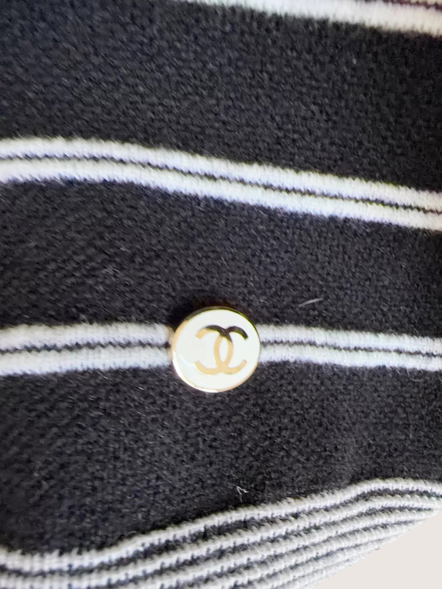 Chanel 23K Camellia Striped Knit Cashmere Sweater - view 3