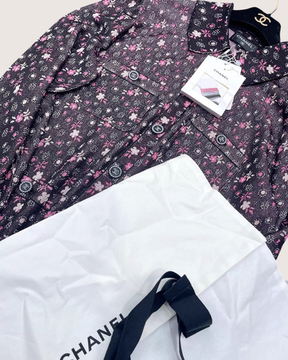 Chanel 24B Floral Jacket Pink, Black FR 34
