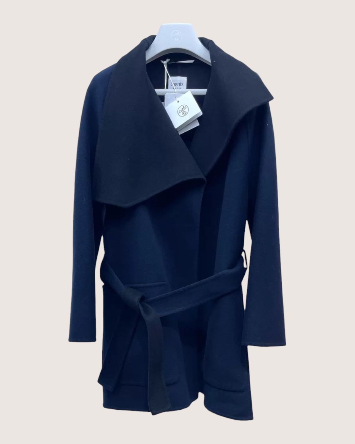 Hermès Hermes Cashmere Belted Coat Navy FR 34