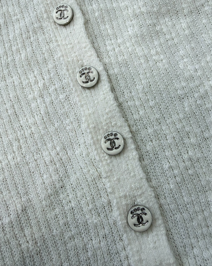 Chanel 25M Coco Beach Knit Short-Sleeve Crewneck Top White FR 36