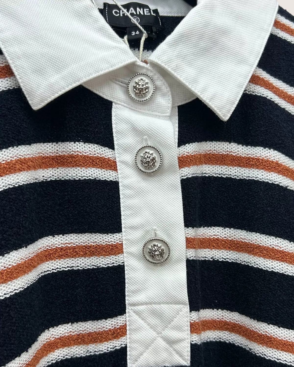 Chanel 26C Striped Polo Top FR 34