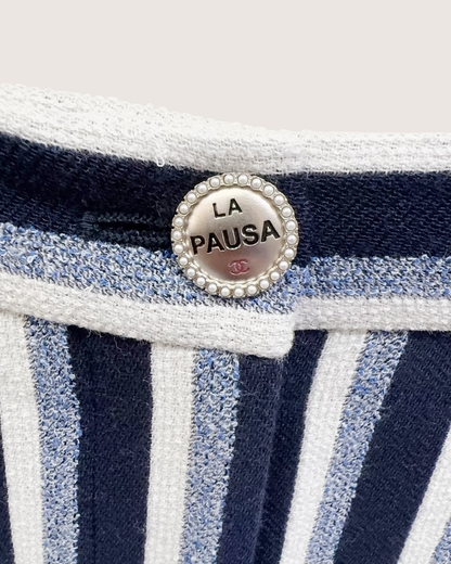Chanel 19C Wool La Pausa Striped Trousers - Navy, White, Blue, view 3