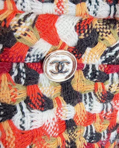 Chanel 23A Tweed Jacket Orange, Red, Black, Multicolor FR 38