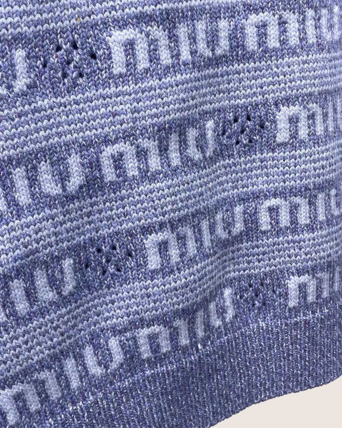 Miu Miu Wool Short-Sleeve Sweater Purple, White IT 40
