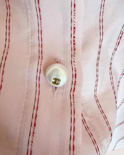 Chanel 26B Striped Shirt Pink, Red FR 42